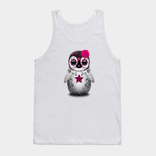 Pink Day of the Dead Sugar Skull Penguin Tank Top